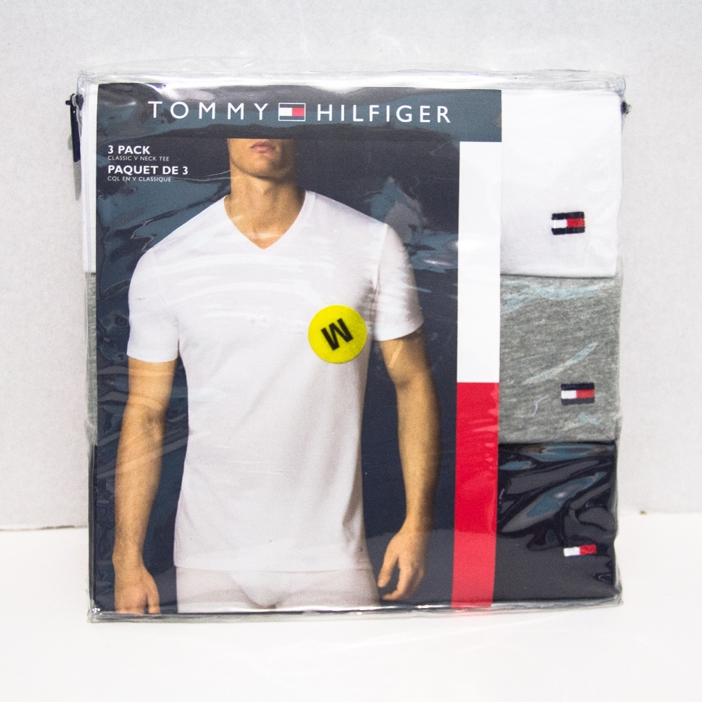 Tommy Hilfiger 3 Pack Mens Classic V Neck Tees